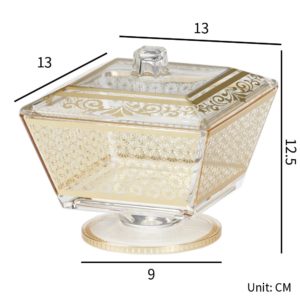HNA - Display Holder - DY-327 Square Candy Bowl with Lid - Dimension