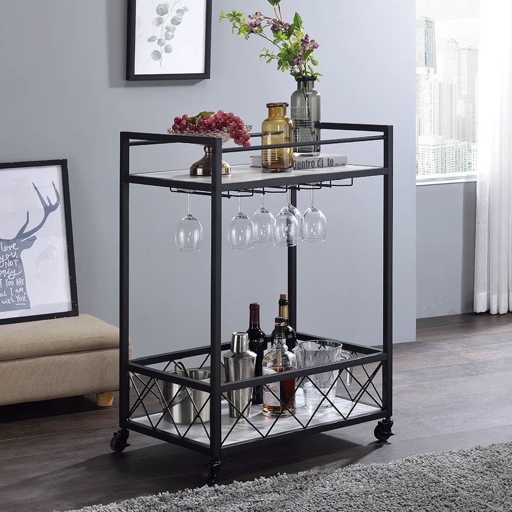 HNA-Trolley Cart and Table-HTR-208 Marble Cover Storage Cart-lifestyle