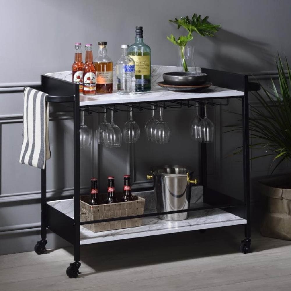 HNA-Trolley Cart and Table-HTR-212 Marble Cover Bar Cart-lifestyle